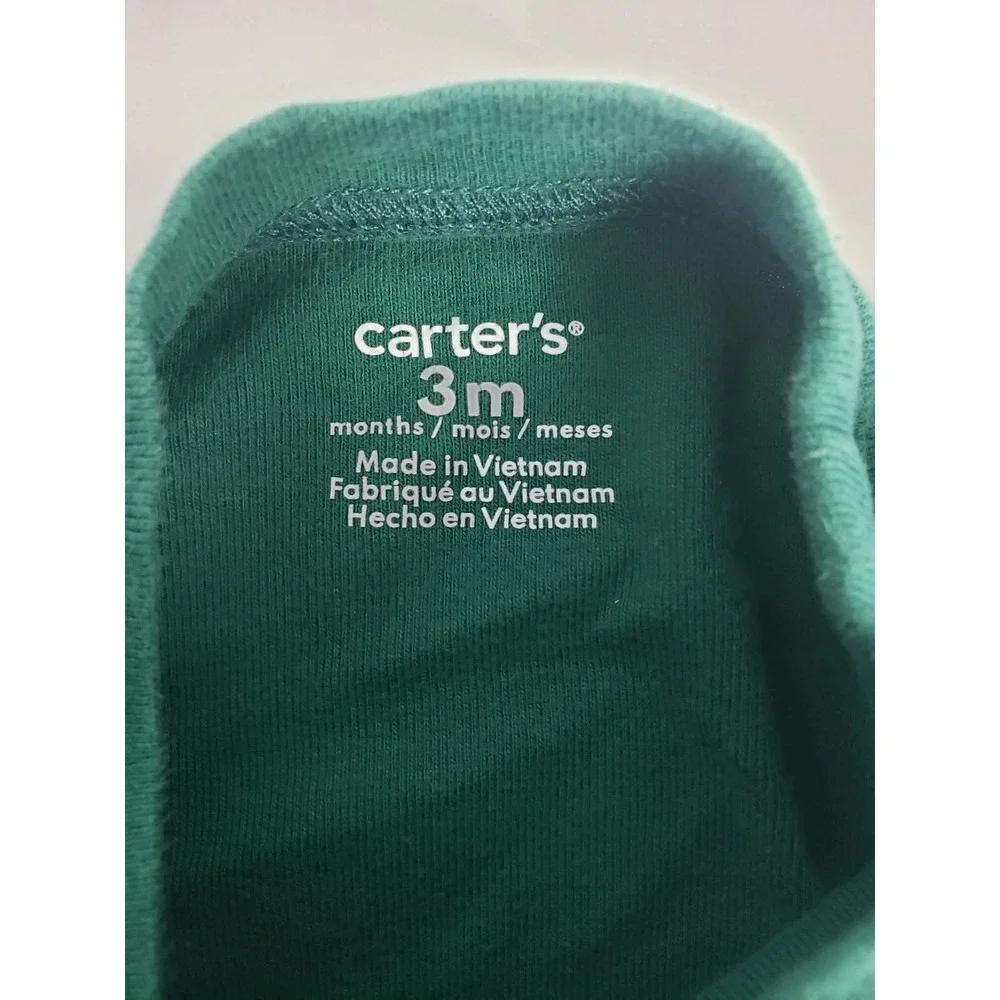 Carter's 3M Green Bear Long Sleeve Baby Bodysuit Woodland Onesie